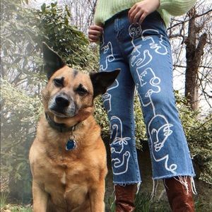 Hand painted abstract jeans